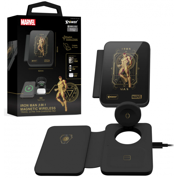 XPower WLM9 M1088Q-DIM 3合1磁吸無線充電板 (鋼鐵俠系列)